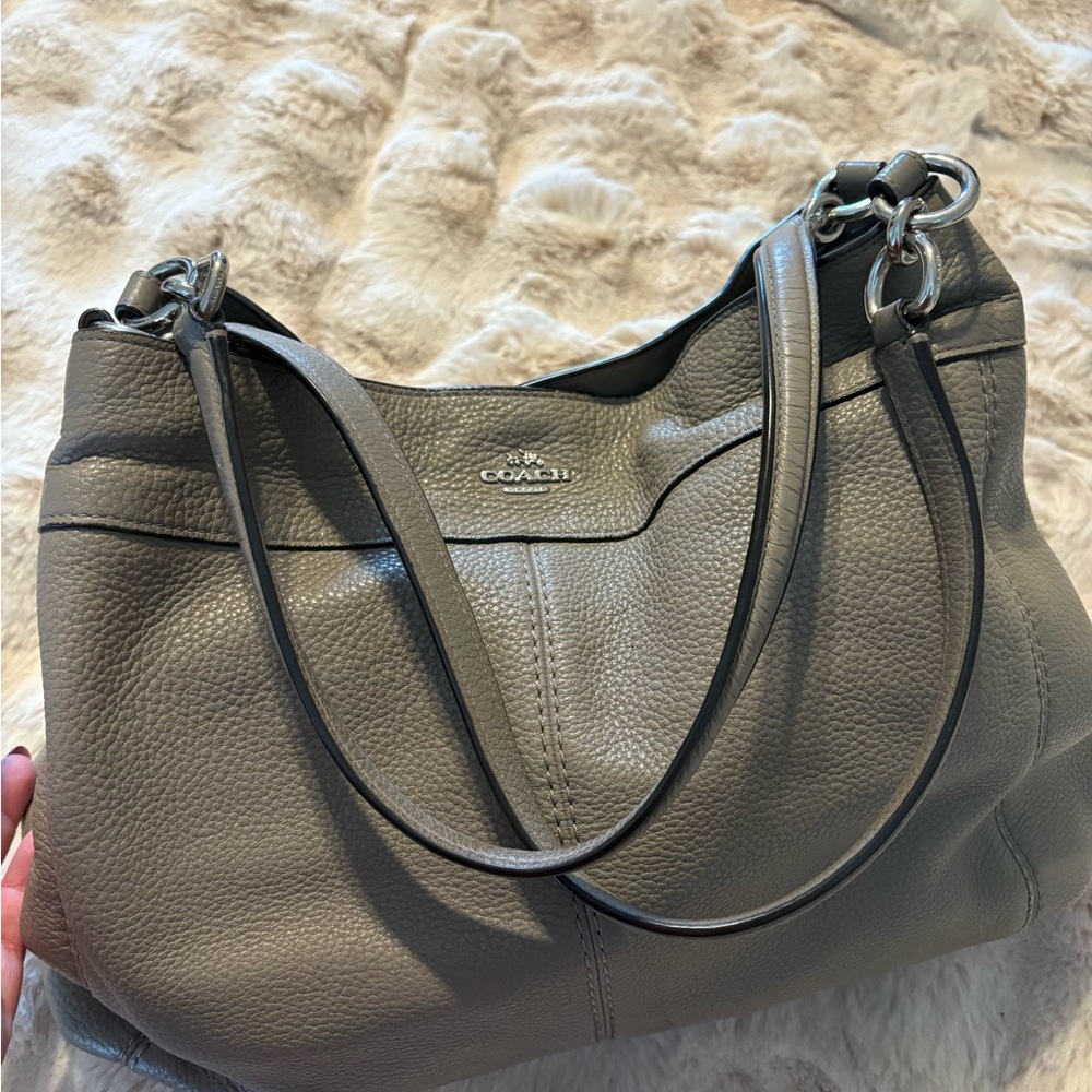 Coach Pebbled Leather Shoulder Bag – Gray – Style F57545